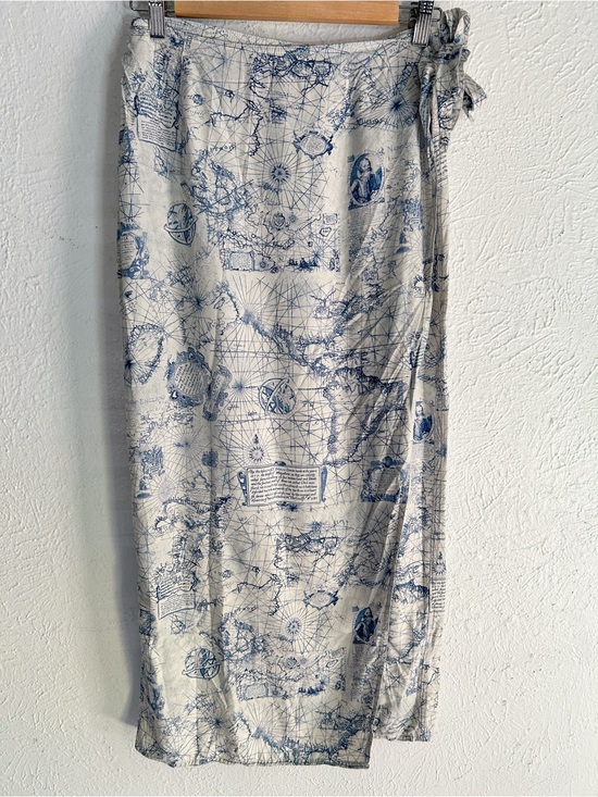Liz Claiborne Dresses & Skirts - Vintage Liz Claiborne Map Print Wrap Midi Skirt Whimsigoth Academia sz 6